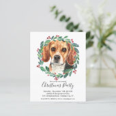 Budget Beagle Hunde Weihnachten Party Einladung (Stehend Vorderseite)