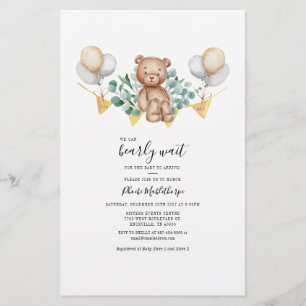 Budget Bear Eukalyptus Greenery Baby Shower Card Briefpapier