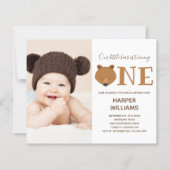 Budget Bear Foto Baby Erstgeburtstag Einladung (Vorderseite)