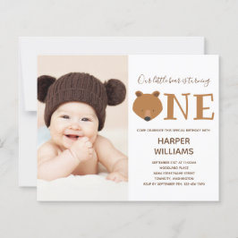 Budget Bear Foto Baby Erstgeburtstag Einladung
