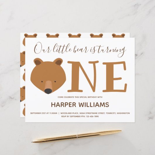 Budget Bear One Baby 1. Geburtstag (Vorderseite/Rückseite Beispiel)