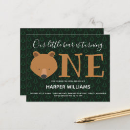 Budget Bear Pine Baby Einladung zum Geburtstag