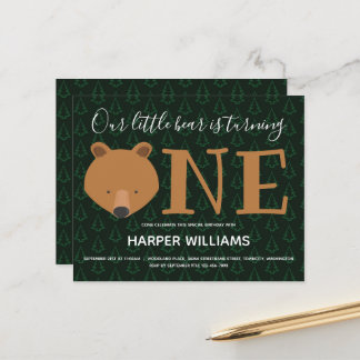 Budget Bear Pine Baby Einladung zum Geburtstag