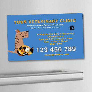 Budget bearbeitbar Veterinär | Haustierpflege Magnetische Visitenkarte