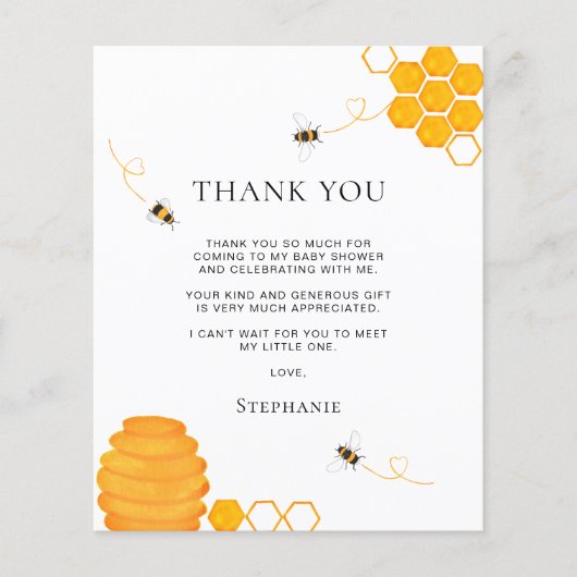 Budget Bee Baby Dusche Danke Karte (Vorderseite)