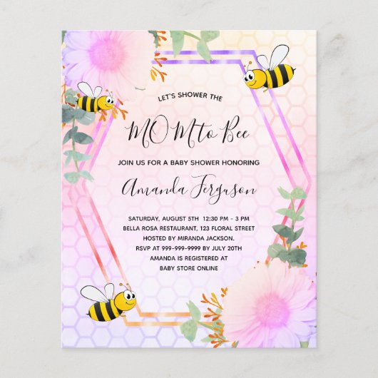 BUDGET Bee Baby Dusche Regenbogen MAMA zu Bienen (Vorderseite)