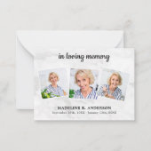 Budget Beerdigung Danke 3 Foto Beileid Mitteilungskarte (Vorderseite)