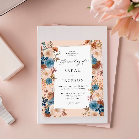 Budget Beige & Dusty Blue Floral Wedding S2 Flyer