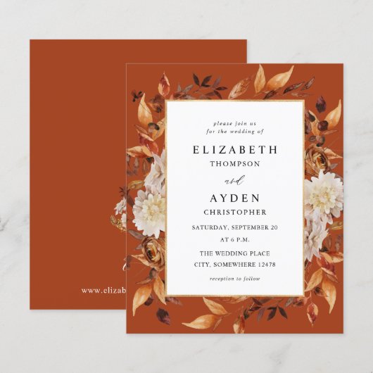Budget Beige Fall Floral 2 Wedding - Rustikales Or (Vorne/Hinten)