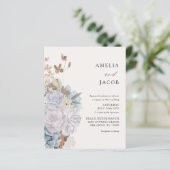 Budget Beige Florale Wasserfarben-Hochzeit (Stehend Vorderseite)