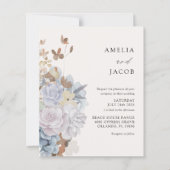 Budget Beige Florale Wasserfarben-Hochzeit (Vorderseite)