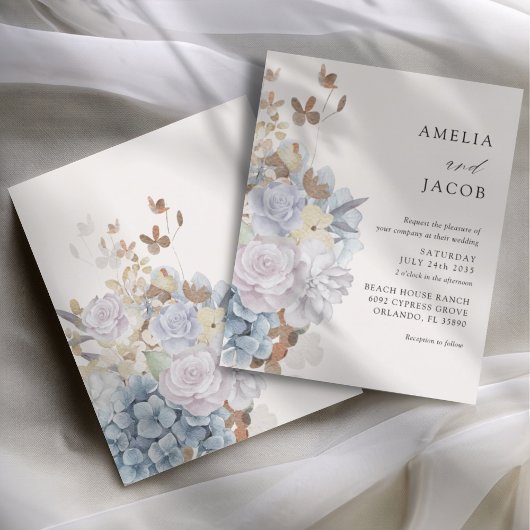 Budget Beige Florale Wasserfarben-Hochzeit