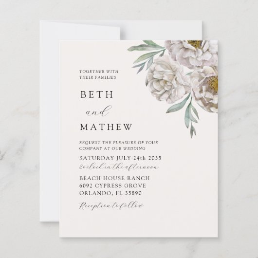 Budget Beige & Off White Florals Wedding (Vorderseite)