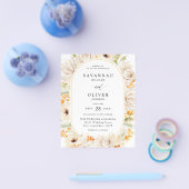 Budget Beige & Orange Blumenhochzeit 2 Flyer (Einzeln)