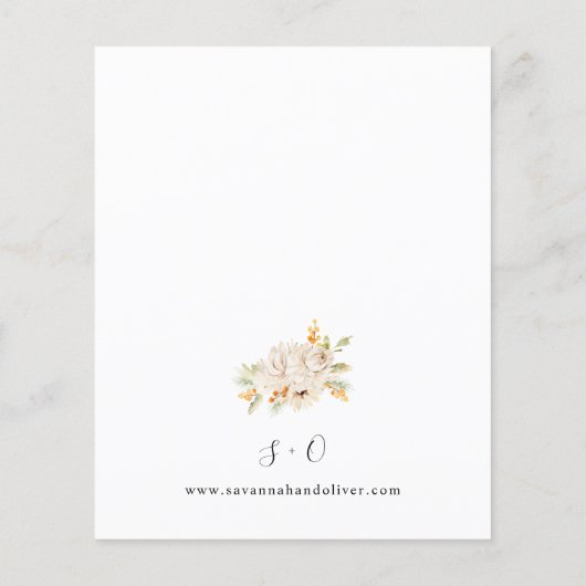 Budget Beige & Orange Blumenhochzeit Flyer (Hinten)