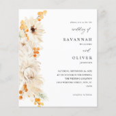 Budget Beige & Orange Blumenhochzeit Flyer (Vorne)