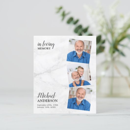 Budget Beileid 3 Foto Beerdigung Danke Karte (Stehend Vorderseite)