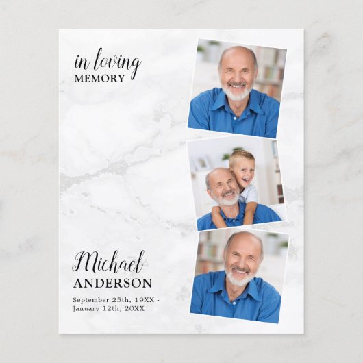 Budget Beileid 3 Foto Beerdigung Danke Karte (Vorderseite)