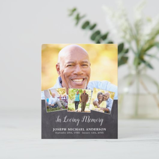 Budget Beileid 4 Foto Collage Beerdigung Danke (Stehend Vorderseite)