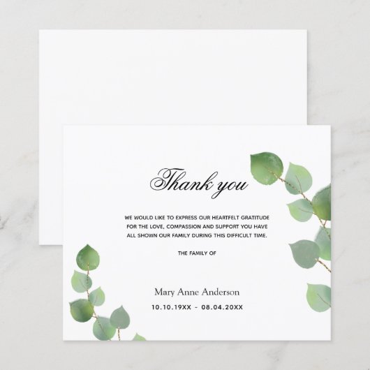 Budget Beileid Eukalyptus grün weiß (Vorne/Hinten)