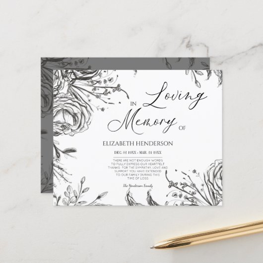 Budget Beileid Memory /Danke. (Vorderseite/Rückseite Beispiel)