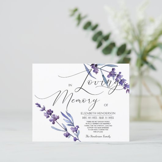 Budget Beileid Memory /Danke. (Stehend Vorderseite)