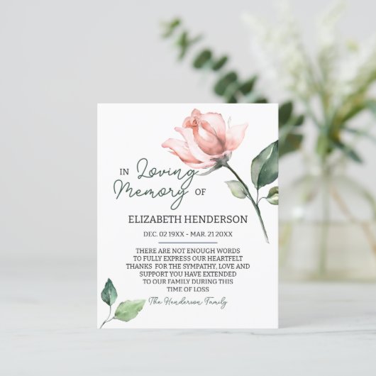 Budget Beileid Memory /Danke. (Stehend Vorderseite)