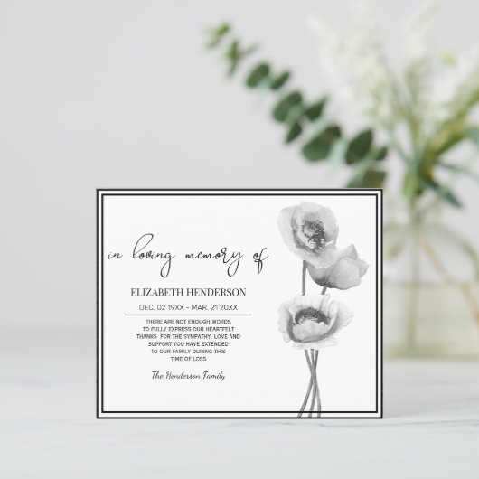 Budget Beileid Memory /Danke. (Stehend Vorderseite)