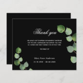 Budget Beileid Schwarzer Eukalyptus Danke Karte (Vorne/Hinten)