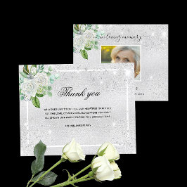 Budget Beileid silber florales Foto vielen Dank