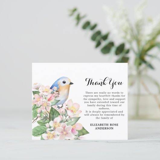 Budget Beileid Vielen Dank Memorial Bird Floral (Stehend Vorderseite)
