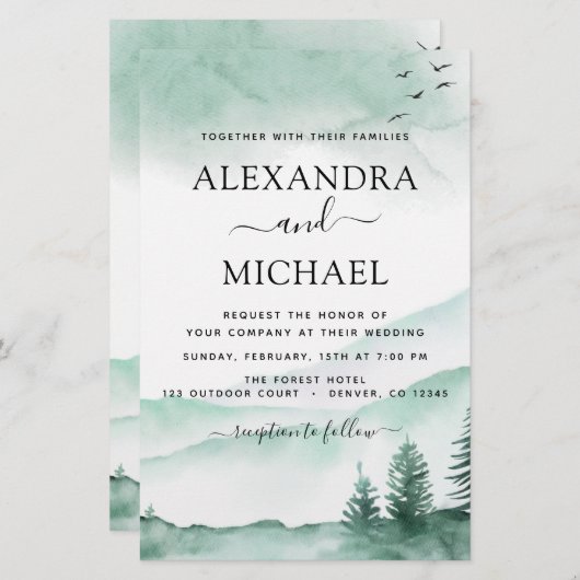 Budget Berg Rustikale Wasserfarbenwelt Hochzeit (Vorne/Hinten)