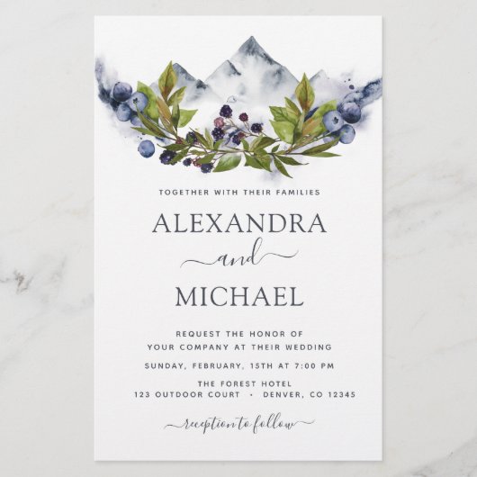 Budget Berg Rustikale Wasserfarbenwelt Hochzeit (Vorderseite)