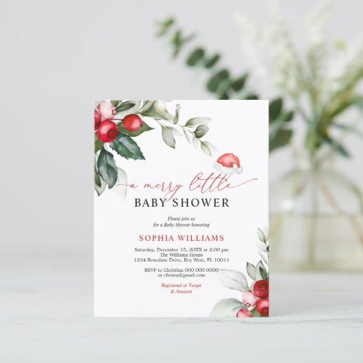 Budget Berry eine lustige kleine Babydusche Einlad (Stehend Vorderseite)