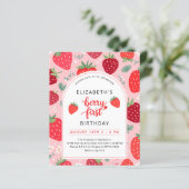 Budget Berry Erster Geburtstag Foto Einladung (Stehend Vorderseite)