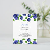 Budget Berry First Birthday Blueberry Watercolor (Stehend Vorderseite)