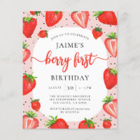 Budget Berry First Birthday Strawberry Birthday