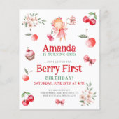 Budget Berry First Cherry Birthday Einladung (Vorderseite)
