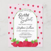 Budget Berry Sweet Strawberry Baby Shower Einladun (Vorderseite)
