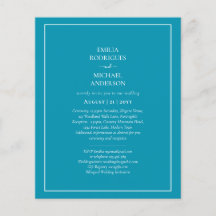 BUDGET Bilingual Bondi Blue Wedding Boda Einladung