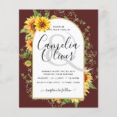 BUDGET Bilingual Sunflowers Spanish Wedding Boda Flyer (Vorne)