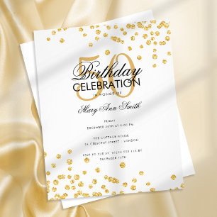 Budget Birthday Gold Glitzer Confetti Flyer