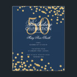 Budget Birthday Gold Glitzer Confetti Navy Flyer<br><div class="desc">Elegantes "Birthday Party Program" Design mit Glitzer Confetti in Gold & Navy mit individuellem Text.</div>