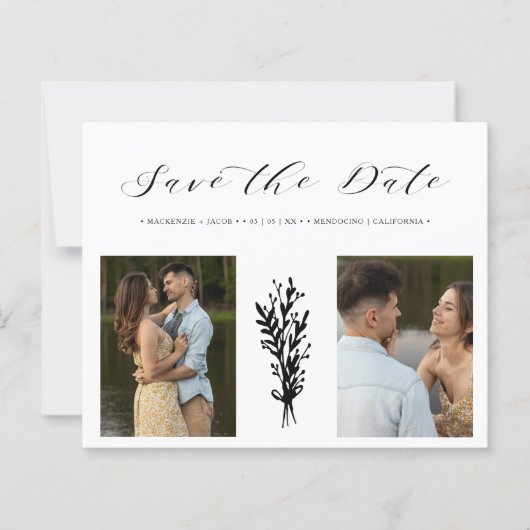 Budget Black 2 Photos Collage Wedding Branches (Vorderseite)