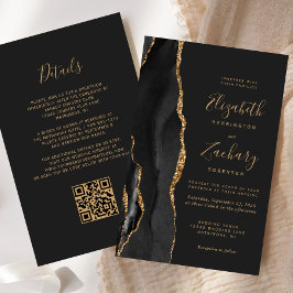 Budget Black Agate Dark QR Code Hochzeit