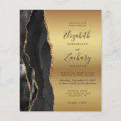 Budget Black Agate Gold Glam Wedding Einladung (Vorderseite)