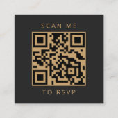 Budget Black Agate Gold Wedding QR Code UAWG Begleitkarte (Rückseite)