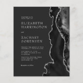 Budget Black Agate Silver QR Code Hochzeit Einladu (Vorderseite)