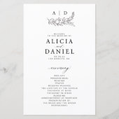 Budget black and white monogram wedding program (Vorderseite)