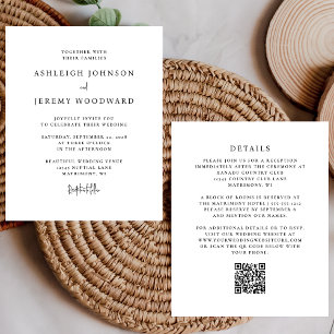 Budget Black and White QR Code Einladung zur Hochz